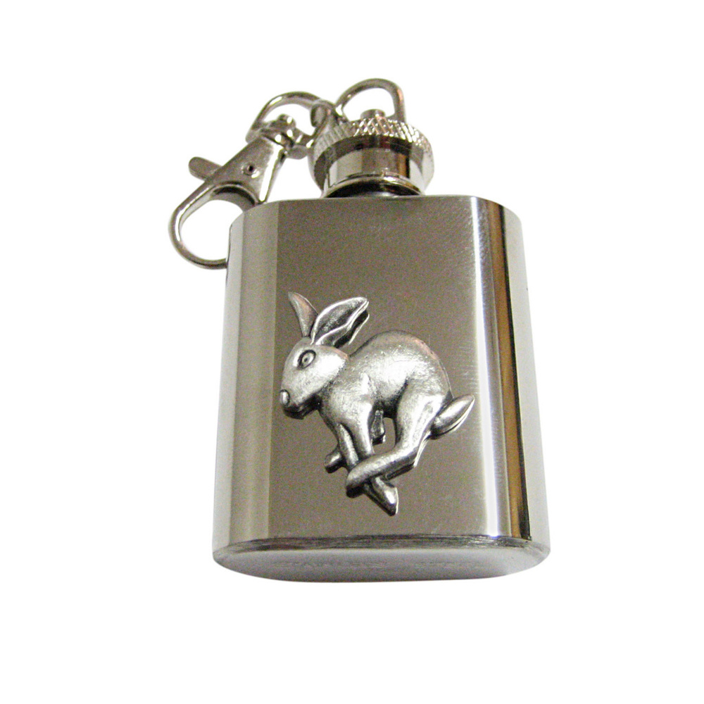 Leaping Hare Rabbit Keychain Flask - image 1